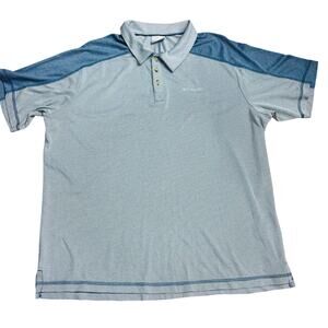 Columbia Mens Sportswear Polo Golf Shirt Blue Striped Size XL 100% Polyester